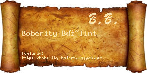 Boberity Bálint névjegykártya